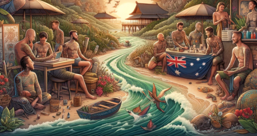 A visual representation of the story of the Australian diaspora in Canggu, showcasing the diversity and fusion of their tattoo art